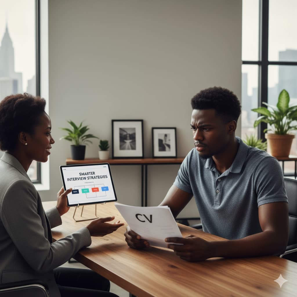 Candidate looking stressed during an interview